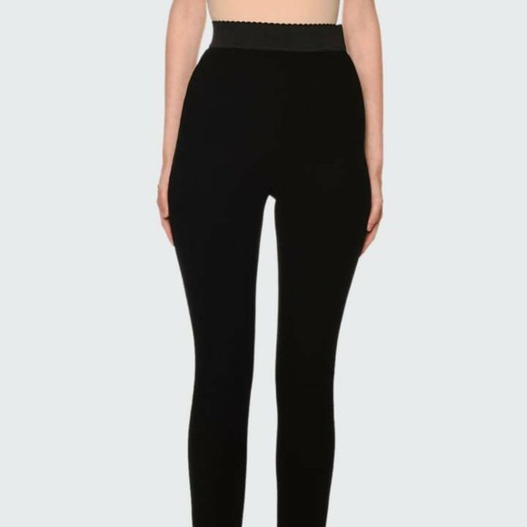 DOLCE&GABBANA High-Rise Scalloped-Waist Wool Leggings - Picture 1 of 8